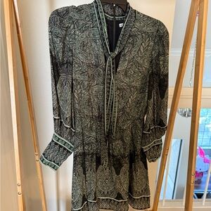 Alice + Olivia Black and Green Paisley Top